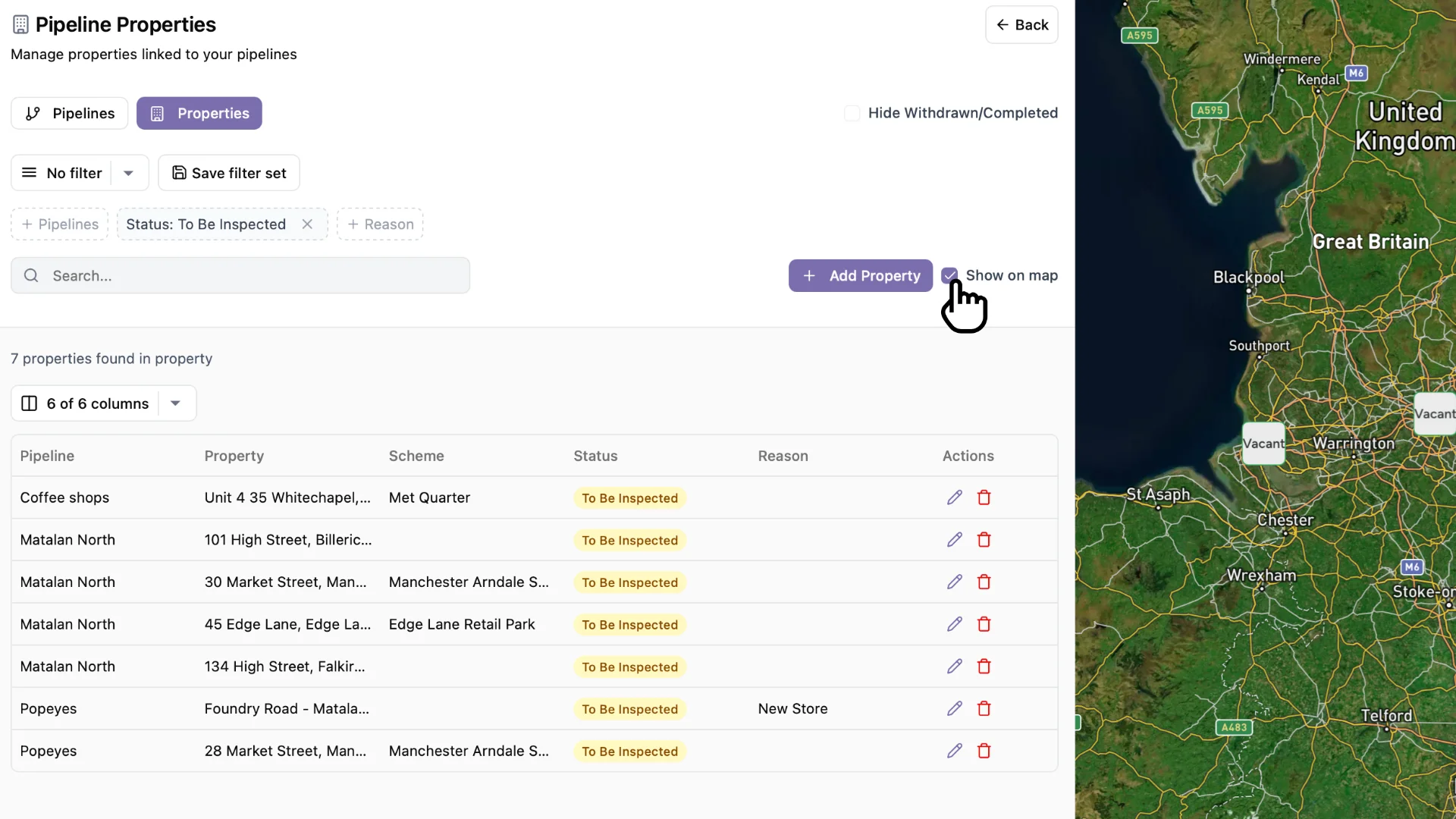 Screenshot of the Pipeline Manager reporting